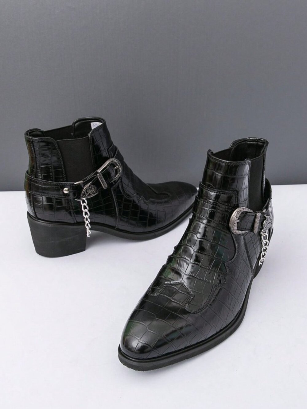 Black Business Men's Slip-On Pointed Toe Oxfords - Picture 2 of 10